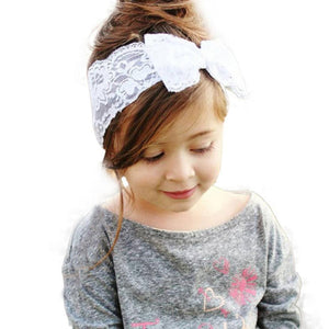 Girls Lace Big Bow Hair Band Wrap